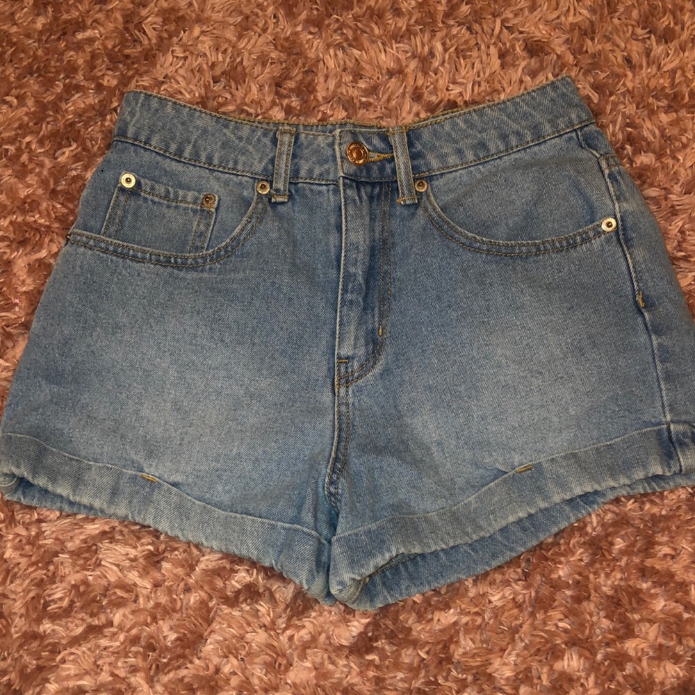 High waisted jean shorts